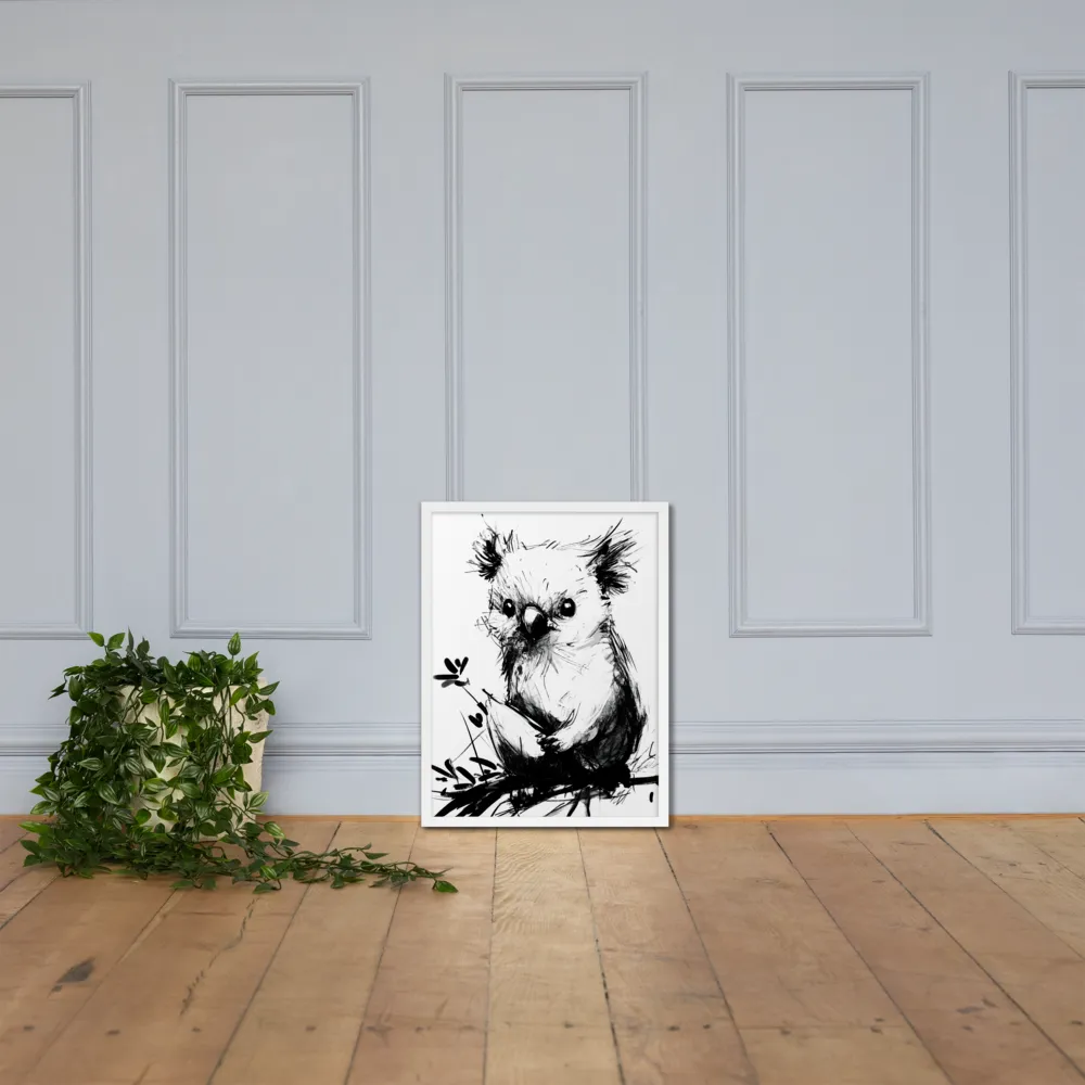 Whimsical Koala in Ink | Poster with White Frame | 18″×24″