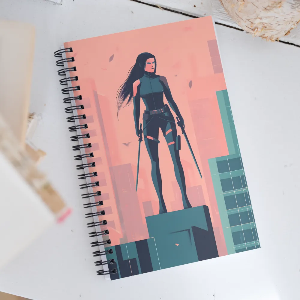 Urban Sentinel: A Warrior's Stand | Spiral Notebook