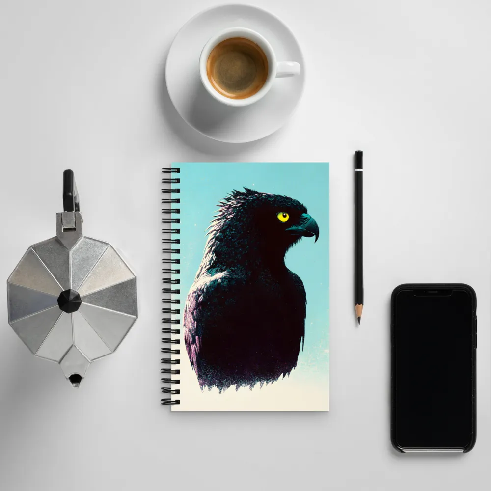 Eagle in Shadows: A Digital Odyssey | Spiral Notebook