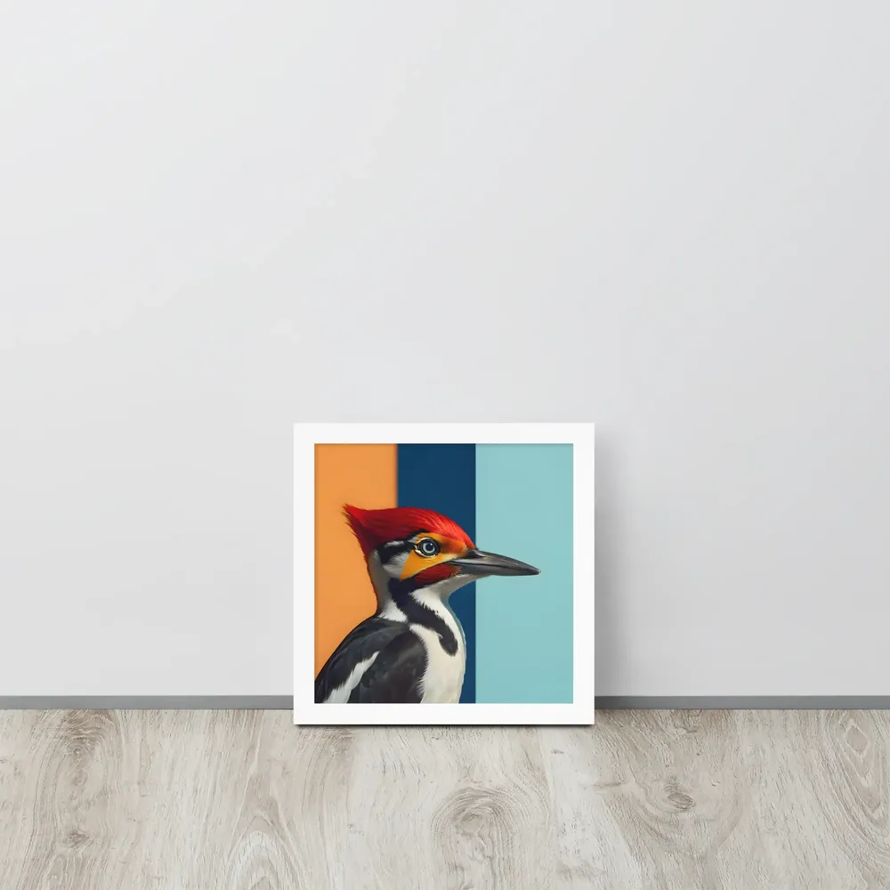 Geometric Woodpecker 
 Poster with White Frame | 10″x 10″