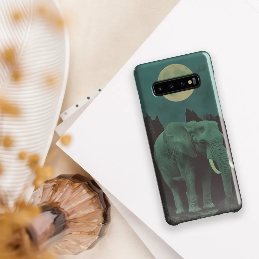 Ethereal Presence: Elephant Under a Full Moon | Phone Case |  S10 Plus | Snap Case | Glossy