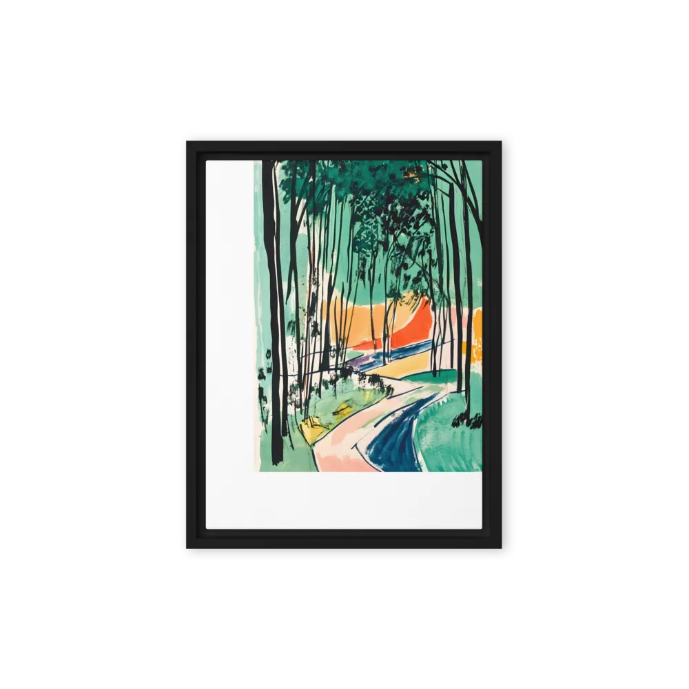 Winding Path Through the Forest | Canvas with Black Frame | 12″×16″