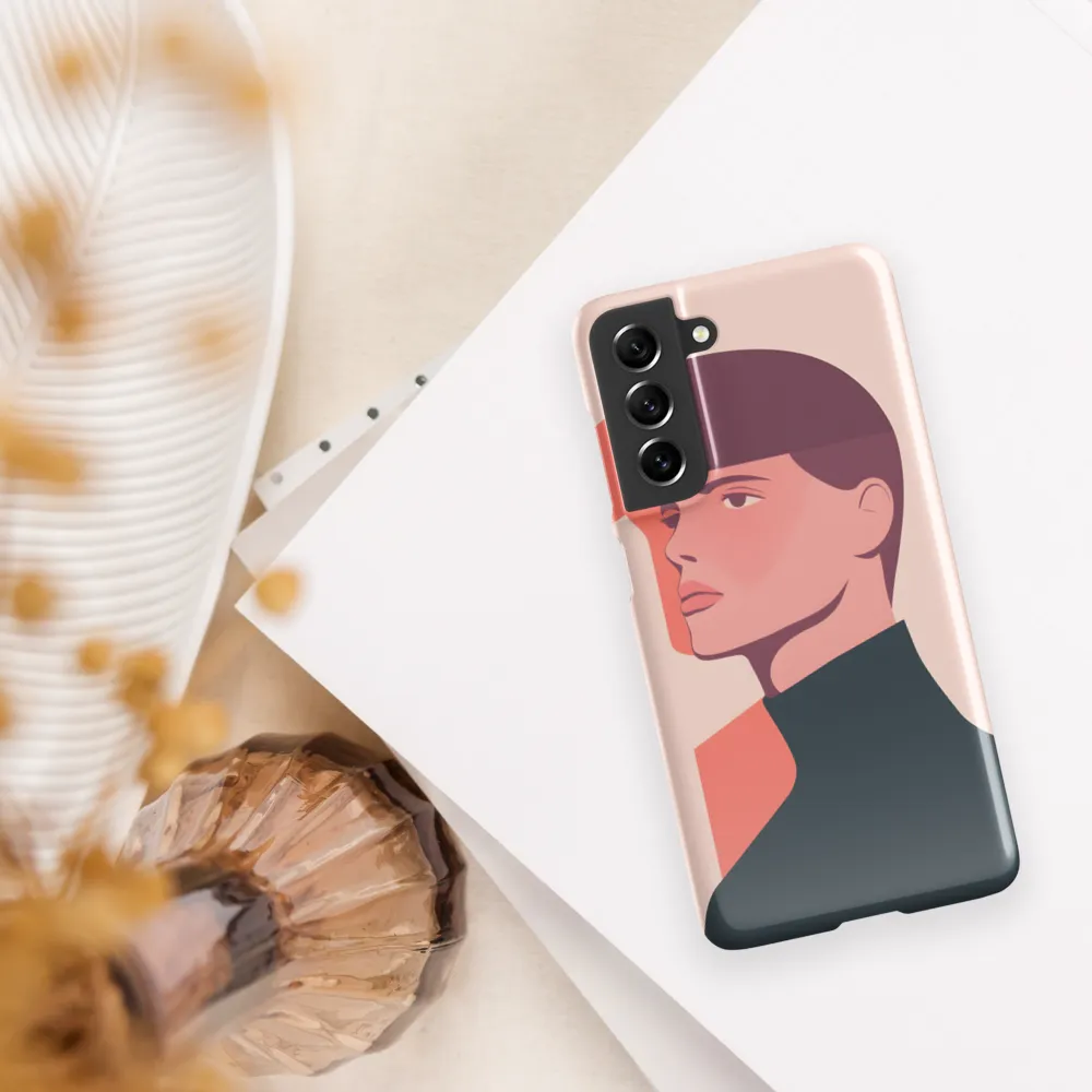 Contemplative Portrait in Minimalism | Phone Case |  S21 FE | Snap Case | Glossy