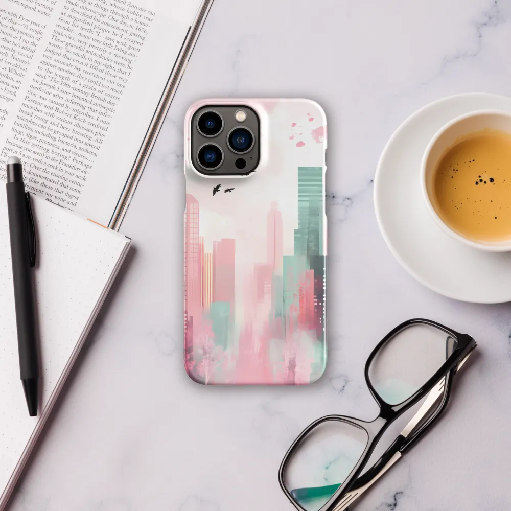 Dreamy Cityscape in Pink and Cyan