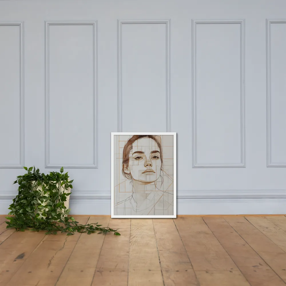 Geometric Serenity: A Minimalist Portrait | Poster with White Frame | 18″×24″