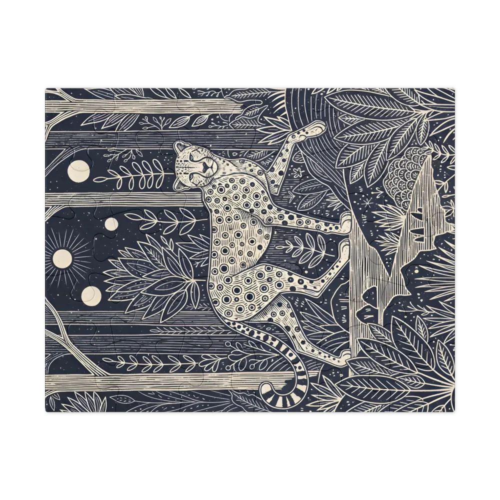 Moonlit Forest Leopard 
 Jigsaw Puzzle in Tin Box