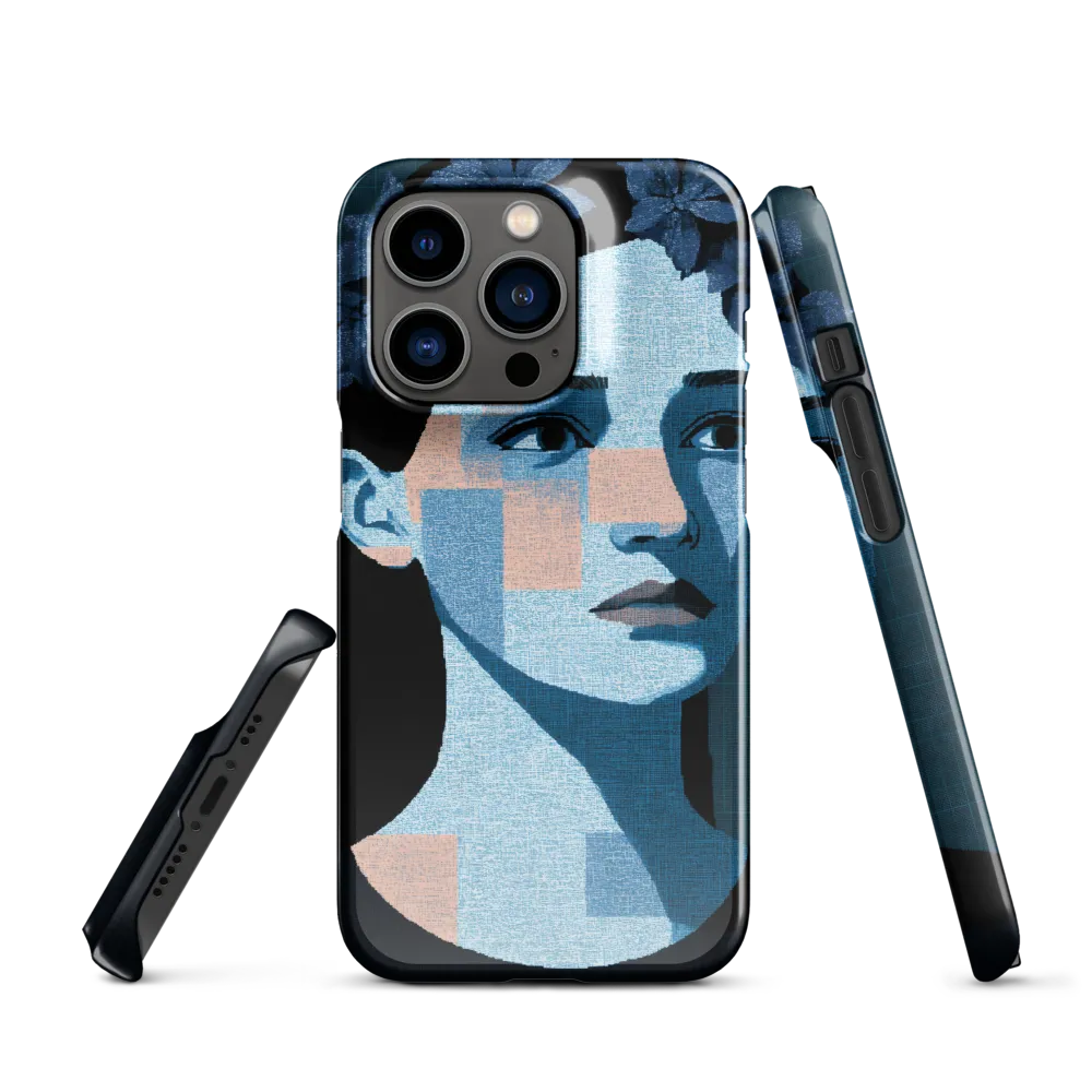 Grid-Wreathed Cyan Portrait