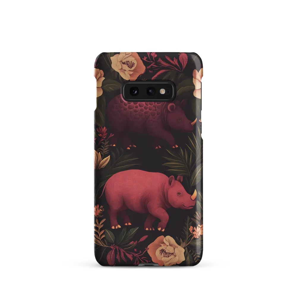 Rhinos in Floral Embrace