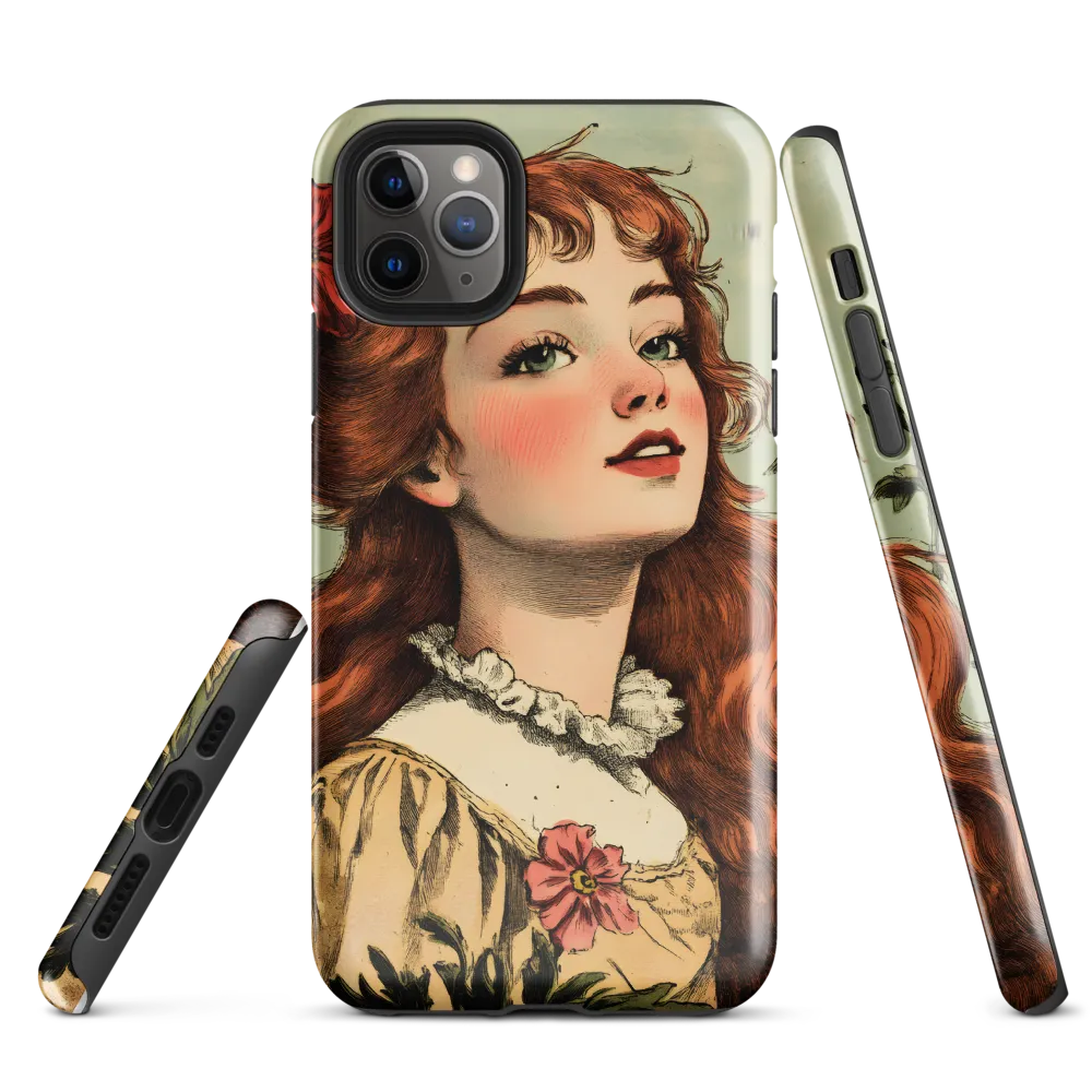 Whimsical Portrait of a Flower-Adorned Girl | Phone Case |  11 Pro Max | Tough Case | Glossy