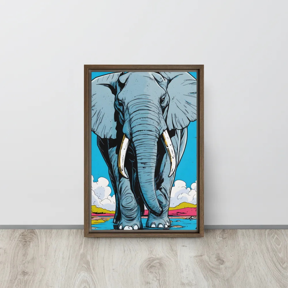 Majestic Presence: The Elephant | Canvas with Brown Frame | 12″×18″