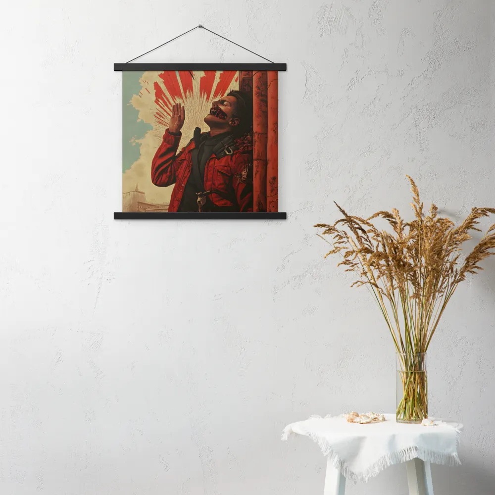 Defiant Echoes of Ruin | Poster With Black Wood Hanger | 18″×18″