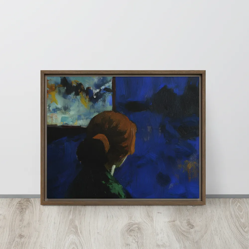 Contemplation Under the Night Sky | Canvas with Brown Frame | 16″×20″