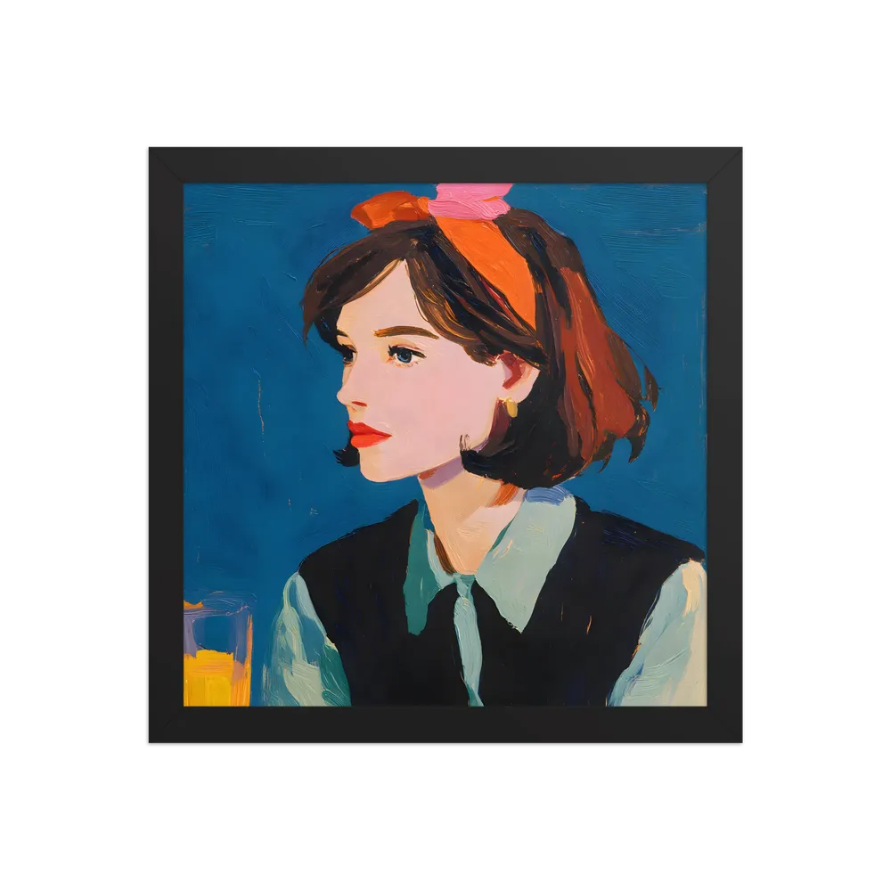 Profile in Blue 
 Poster with Black Frame | 12″x 12″