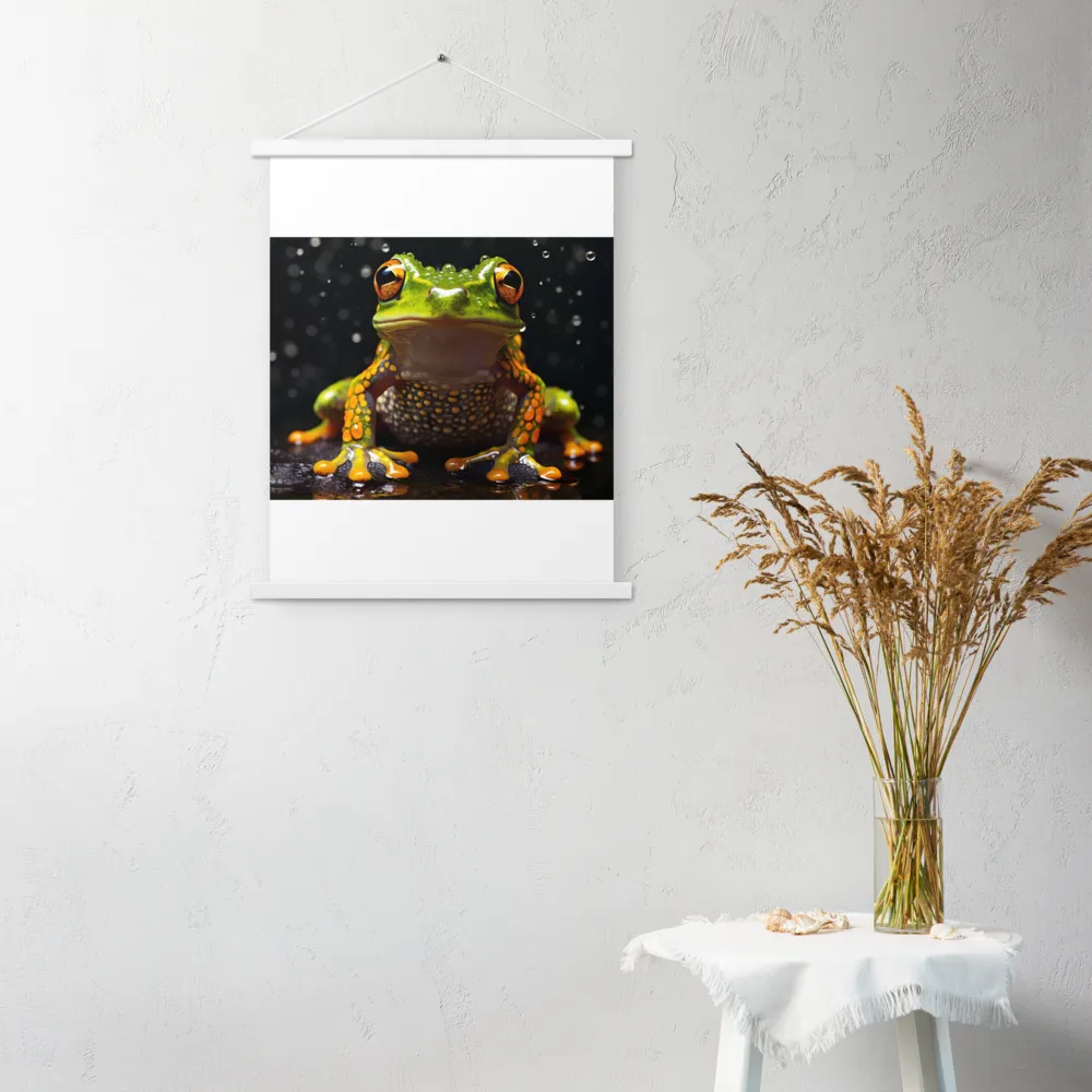 Emerald Elegance: The Frog in Focus | Poster With White Wood Hanger | 18″×24″