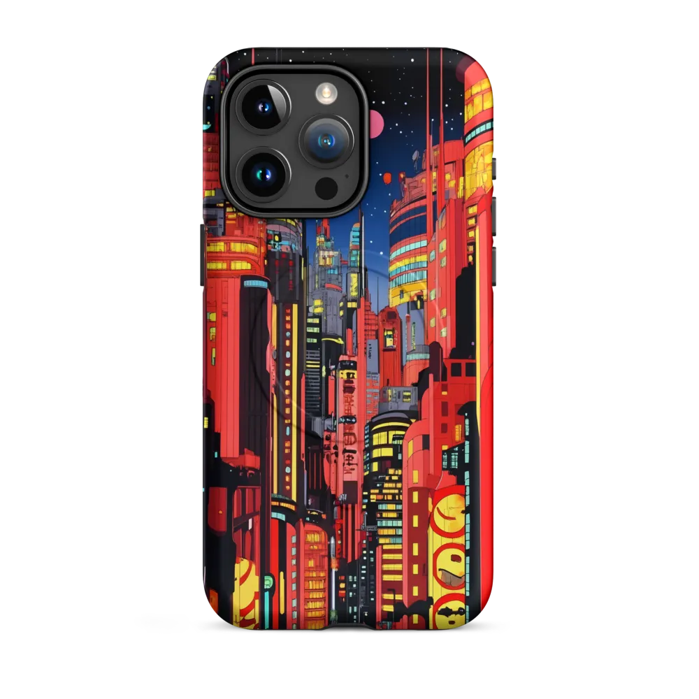 Neon Dreams: A Cyberpunk Cityscape | Phone Case |  15 Pro Max | MagSafe® Tough Case | Matte