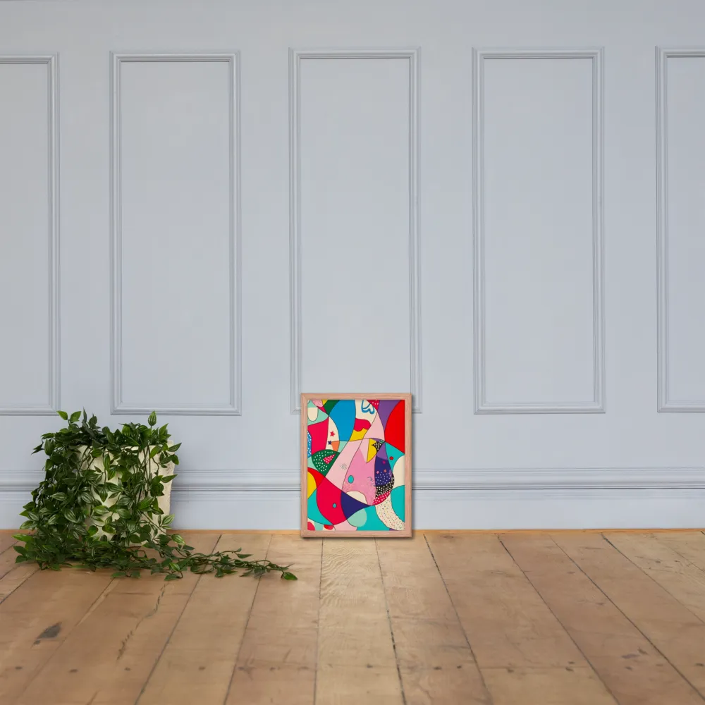 Playful Geometry in Color | Poster with Red oak Frame | 12″×16″