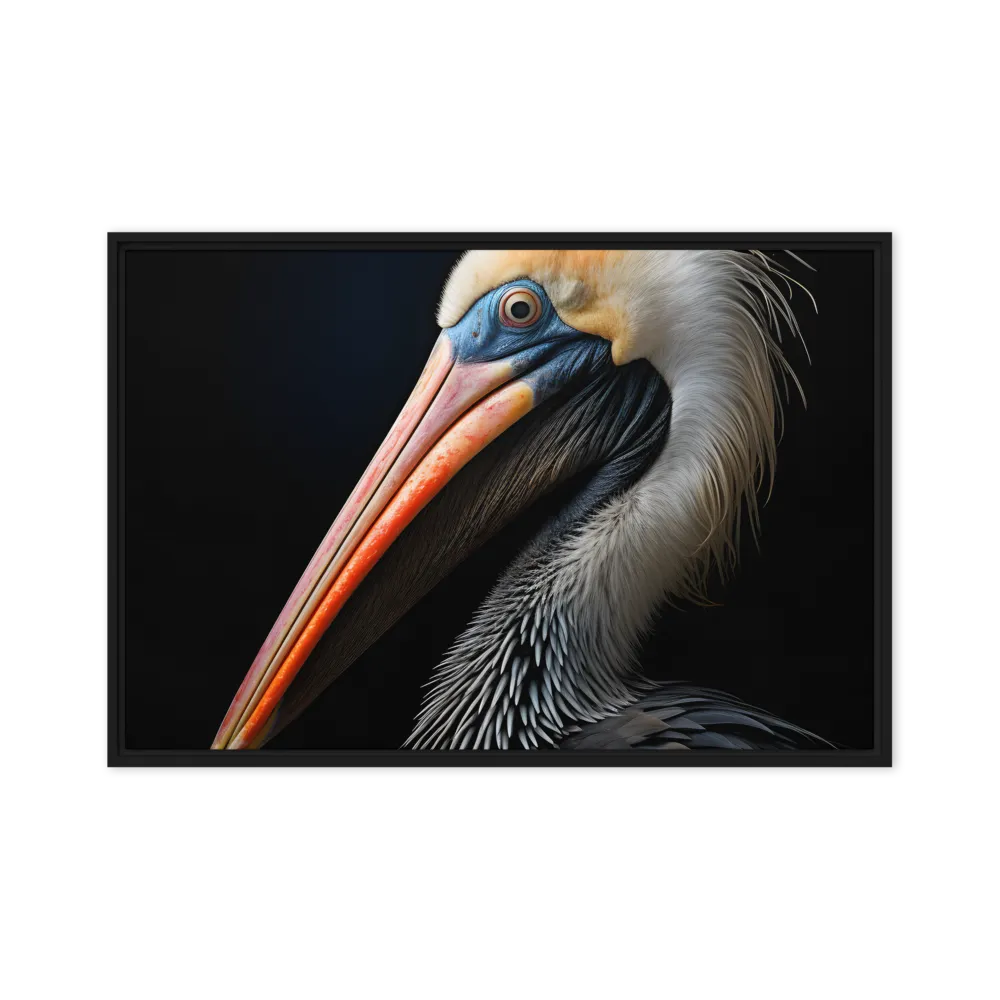 Majestic Portrait of a Pelican | Canvas with Black Frame | 20″×30″