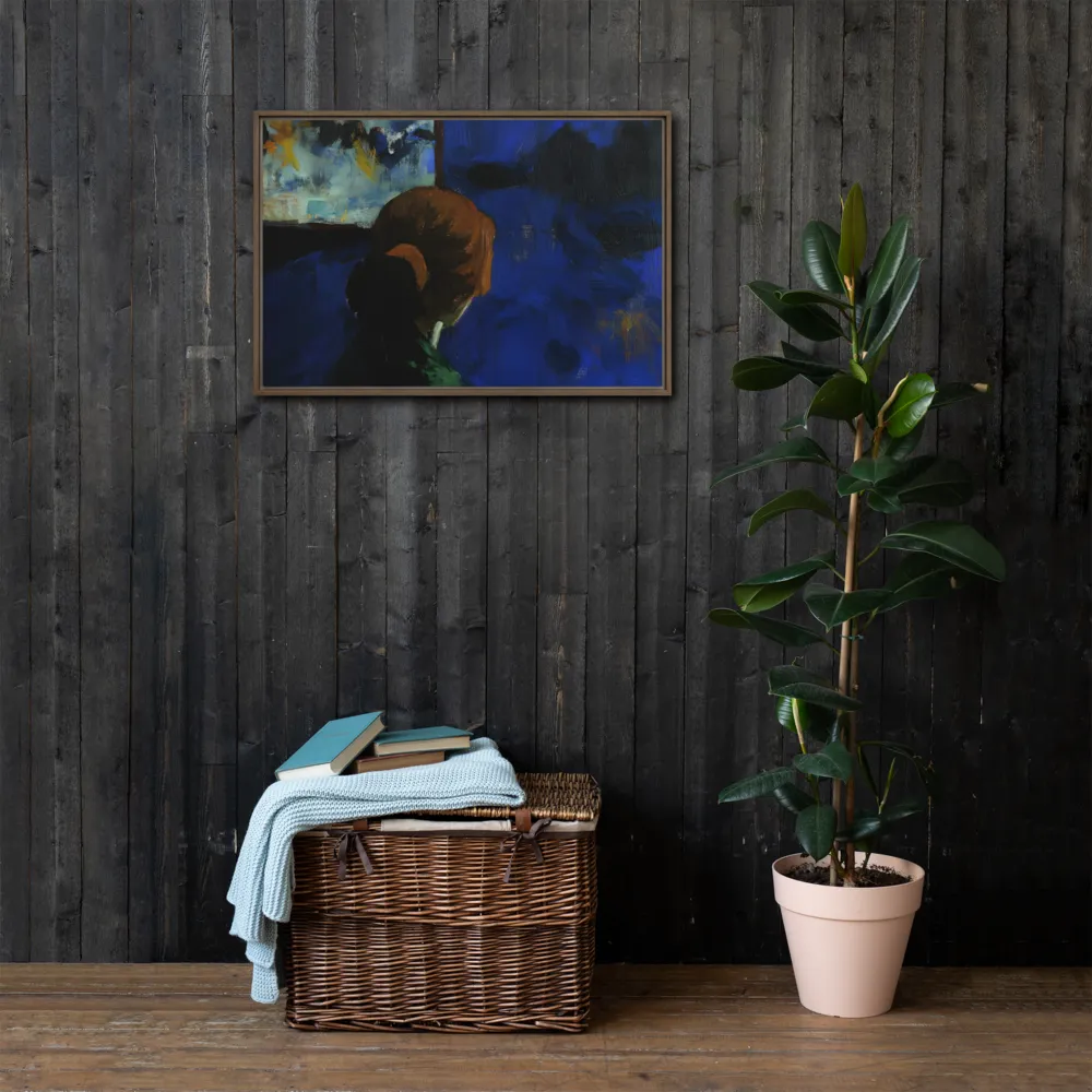 Contemplation Under the Night Sky | Canvas with Brown Frame | 20″×30″