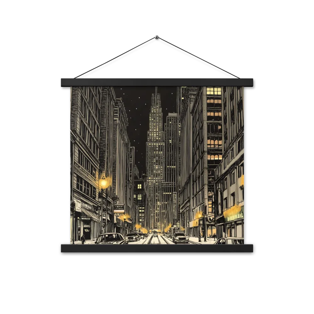 Whispers of the Night City | Poster With Black Wood Hanger | 18″×18″