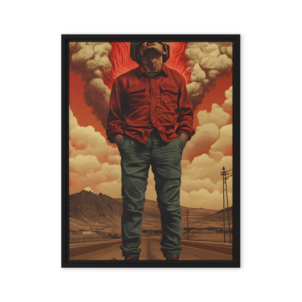 Defiant Spirit in a Surreal Landscape | Canvas with Black Frame | 24″×32″