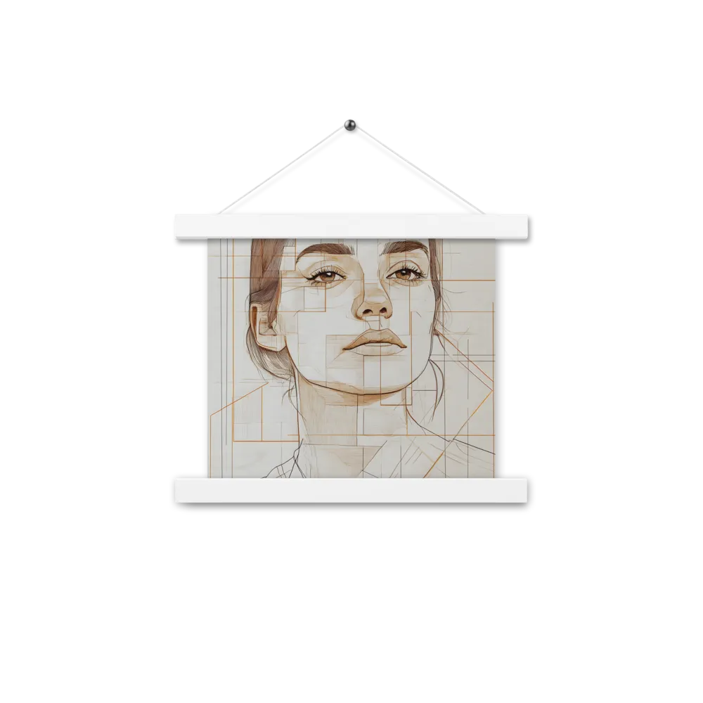 Geometric Serenity: A Minimalist Portrait | Poster With White Wood Hanger | 10″×10″