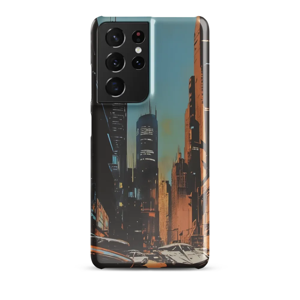Futuristic Cityscape in Blue and Orange