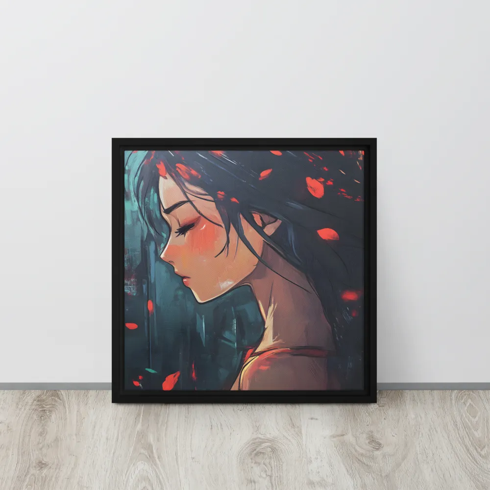 Whispers of Melancholy | Canvas with Black Frame | 16″×16″