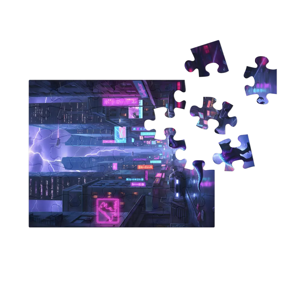 Neon Night Raptor 
 Jigsaw Puzzle in Tin Box