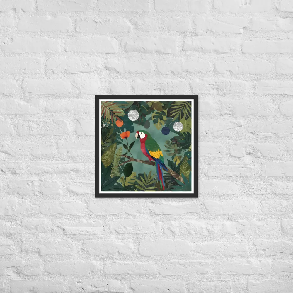Canopy Parrot 
 Poster with Black Frame | 18″x 18″
