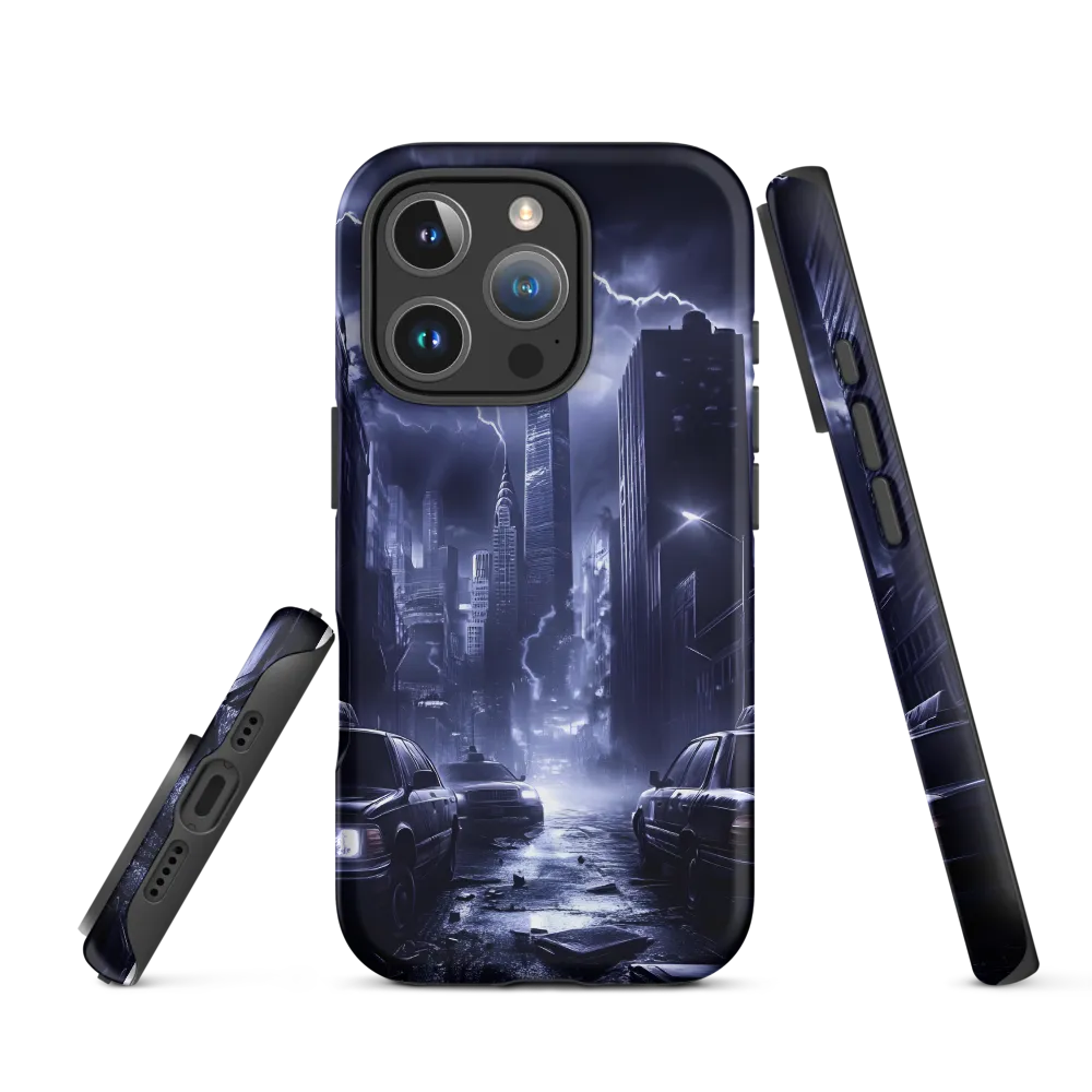 Stormy Cityscape: Shadows of the Night | Phone Case |  16 Pro | Tough Case | Matte