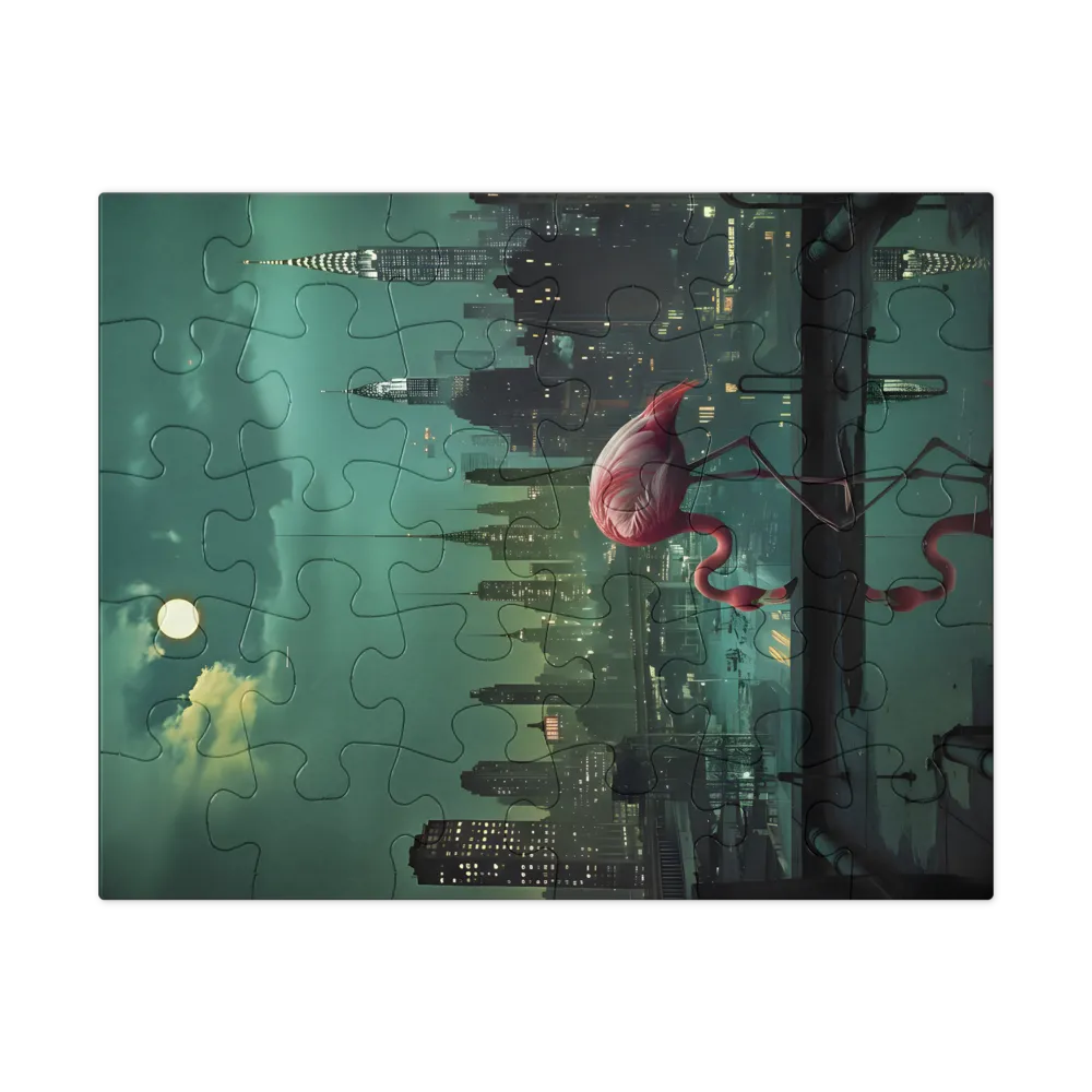 Rooftop Flamingo 
 Jigsaw Puzzle in Tin Box