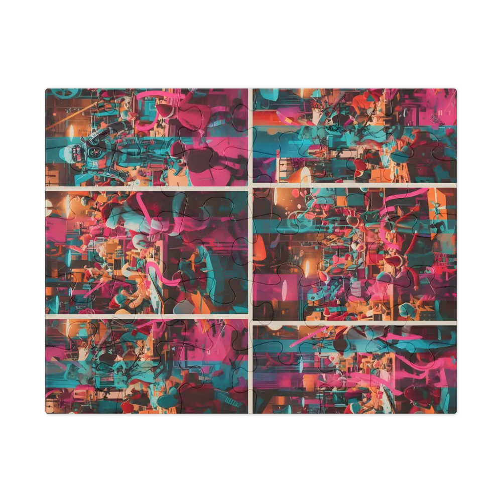 Neon Santa Workshop 
 Jigsaw Puzzle in Tin Box