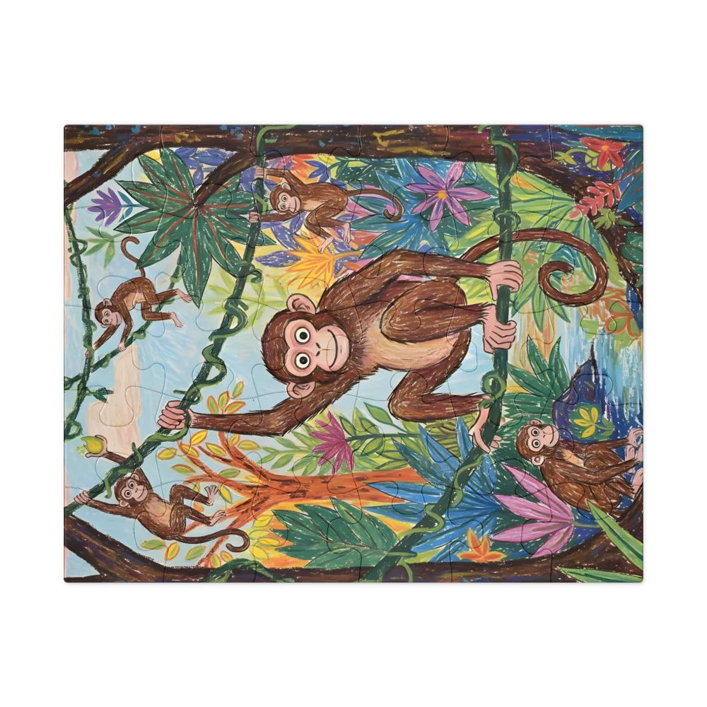 Playful Jungle Monkeys 
 Jigsaw Puzzle in Tin Box