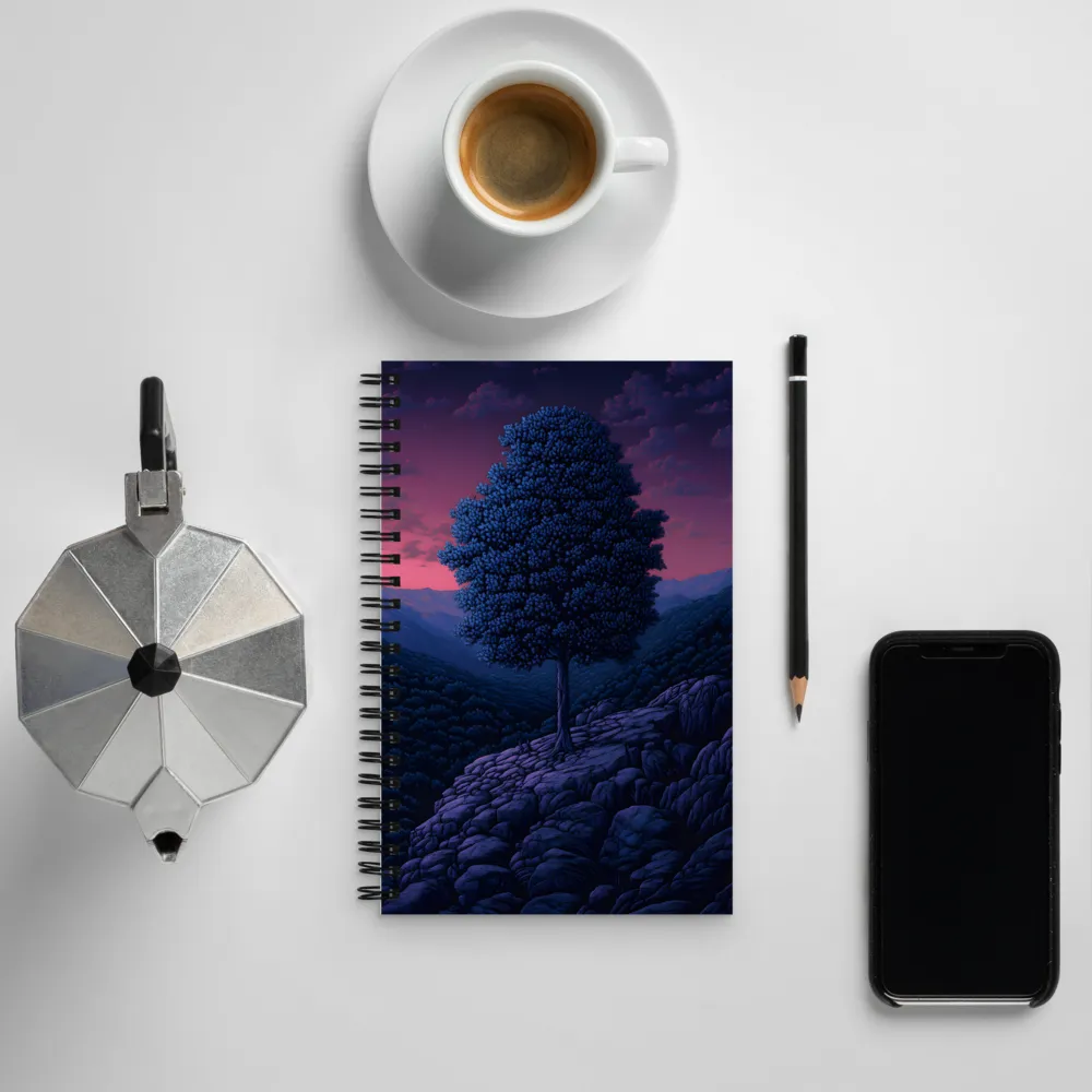 Solitary Sentinel: A Tree at Dusk | Spiral Notebook