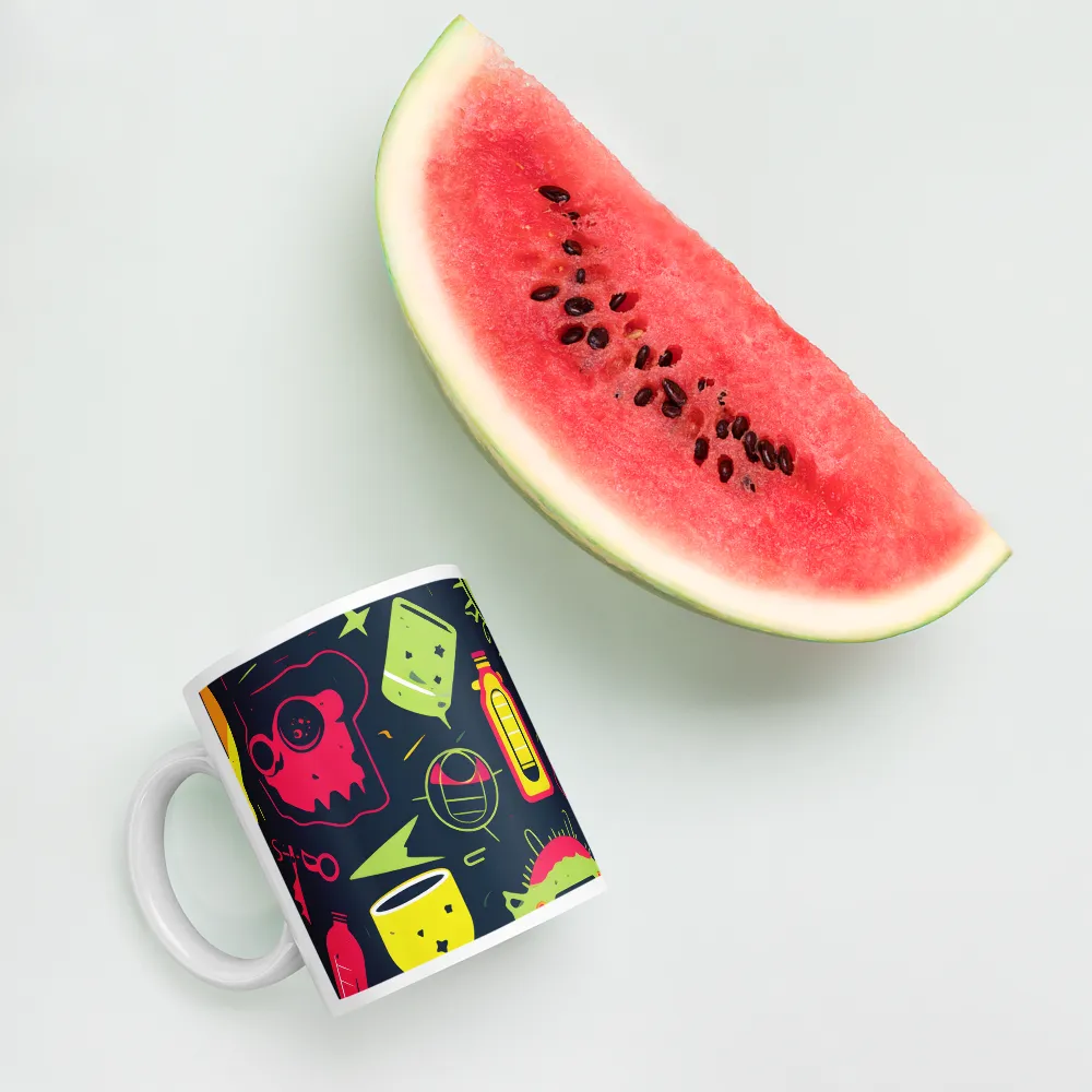 Neon Revelry: A Quirky Exploration of Modern Pop Art | Mugs | Multiple Sizes & Colors