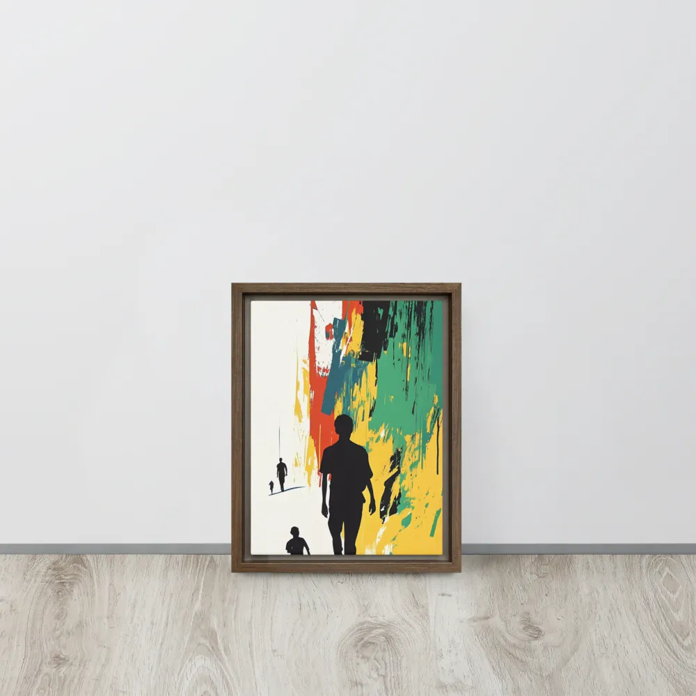 Journey of Silhouettes | Canvas with Brown Frame | 9″×12″
