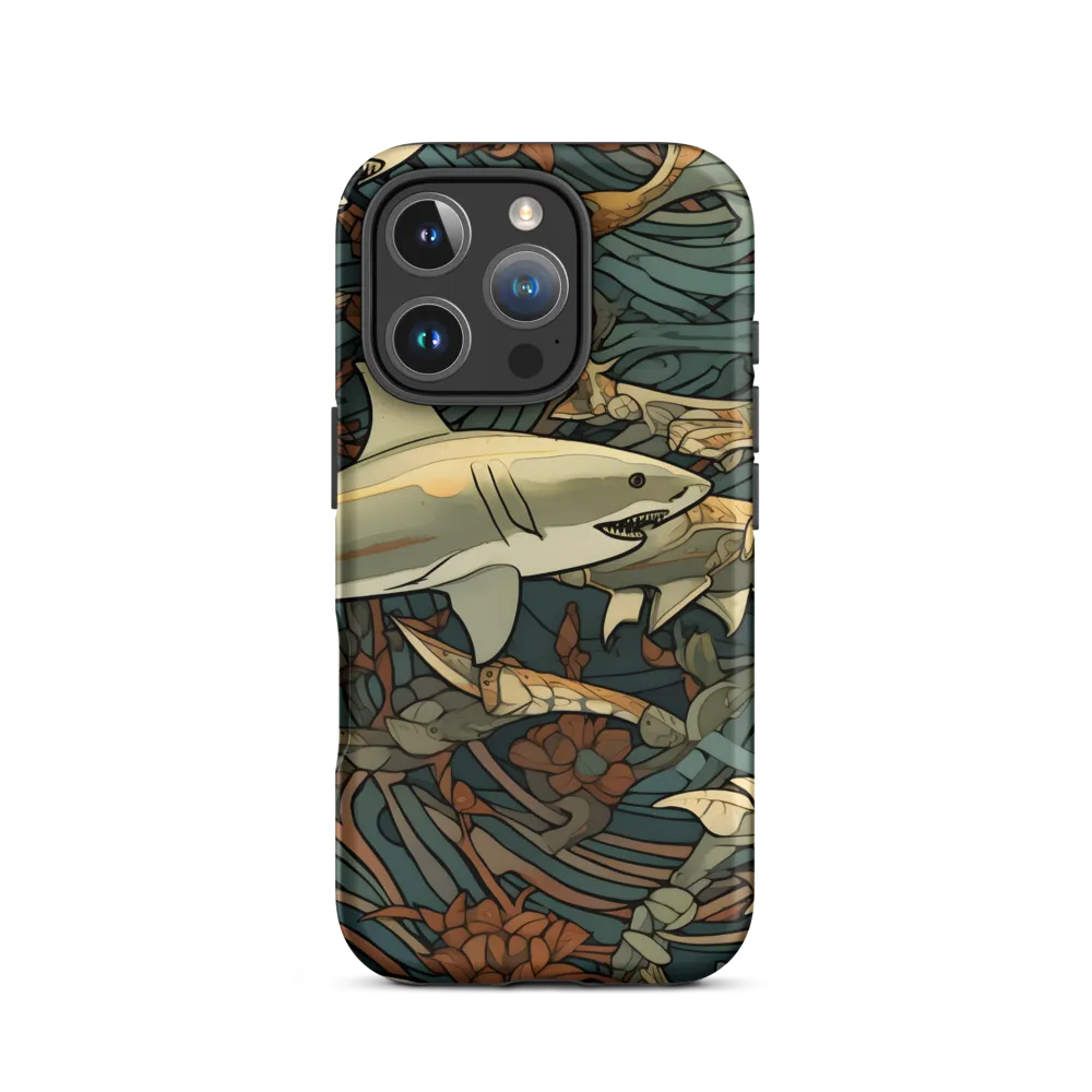 Dynamic Harmony of Sharks and Flora | Phone Case |  16 Pro | Tough Case | Matte