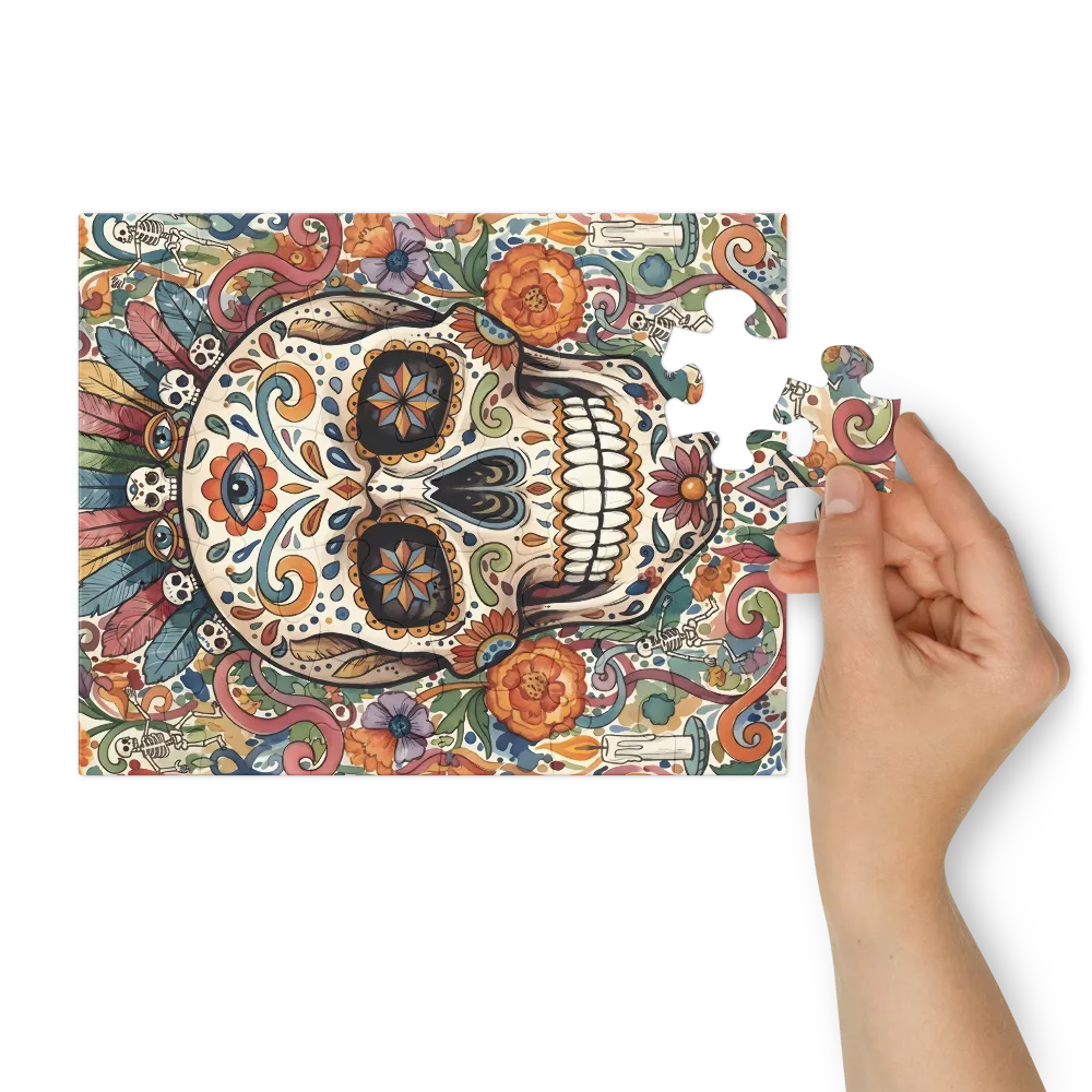 Floral Sugar Skull 
 Jigsaw Puzzle in Tin Box