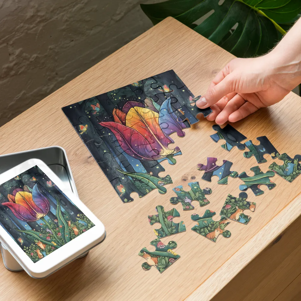 Enchanted Tulip 
 Jigsaw Puzzle in Tin Box