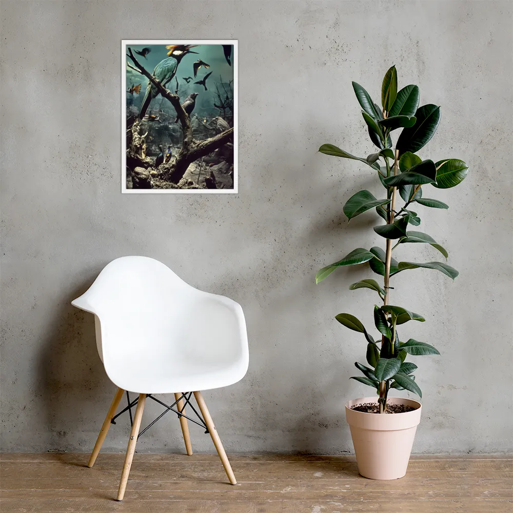 Whispers of the Avian Realm | Poster with White Frame | 18″×24″