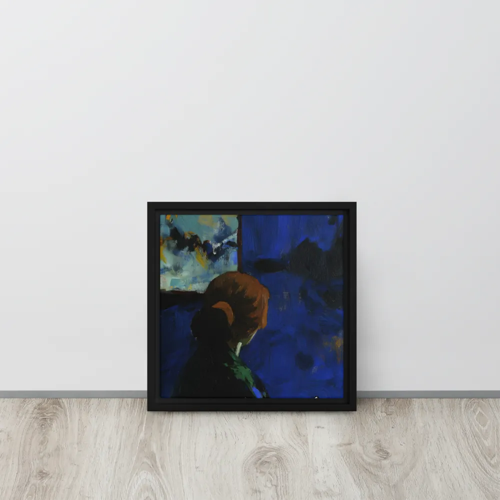 Contemplation Under the Night Sky | Canvas with Black Frame | 12″×12″