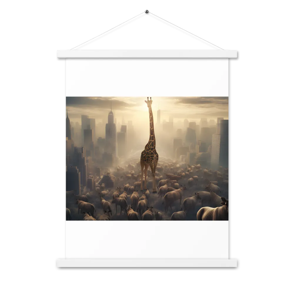 Urban Serengeti: A Giraffe's Perspective | Poster With White Wood Hanger | 18″×24″