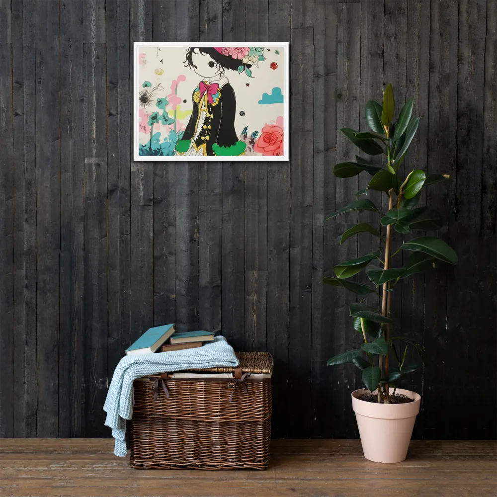 Whimsical Garden Reverie | Canvas with White Frame | 18″×24″