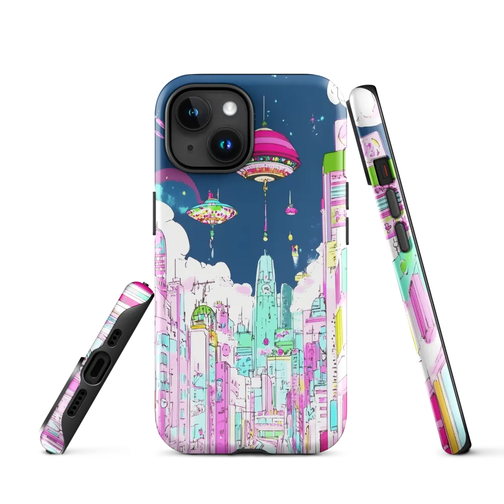 Futuristic Cityscape with Floating Structures | Phone Case |  15 | Tough Case | Glossy