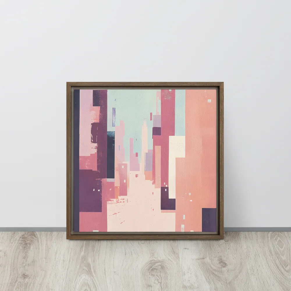 Tranquil Cityscape | Canvas with Brown Frame | 16″×16″