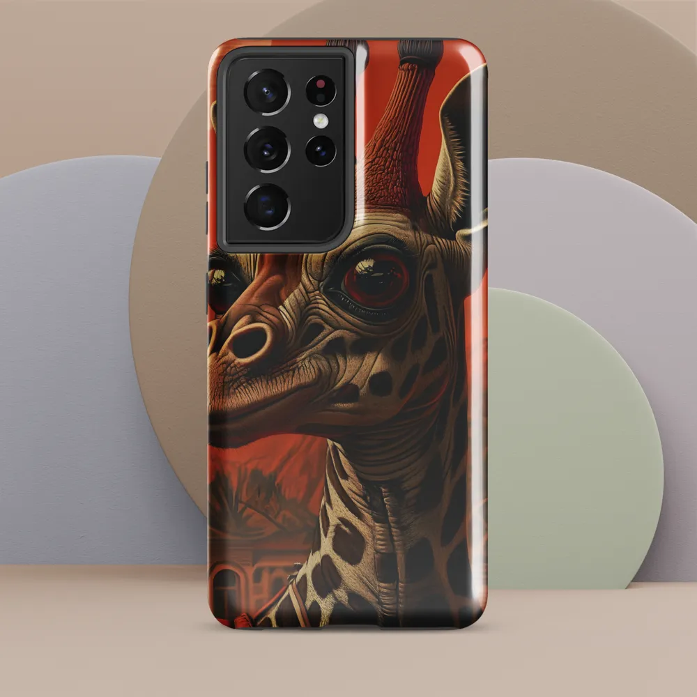 Whimsical Giraffe in an Orange Dreamscape
