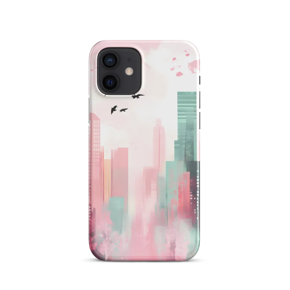 Dreamy Cityscape in Pink and Cyan