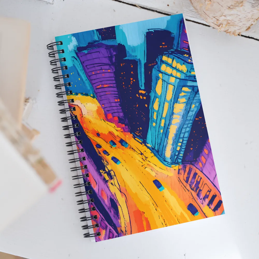 Electric City Nightscape | Spiral Notebook