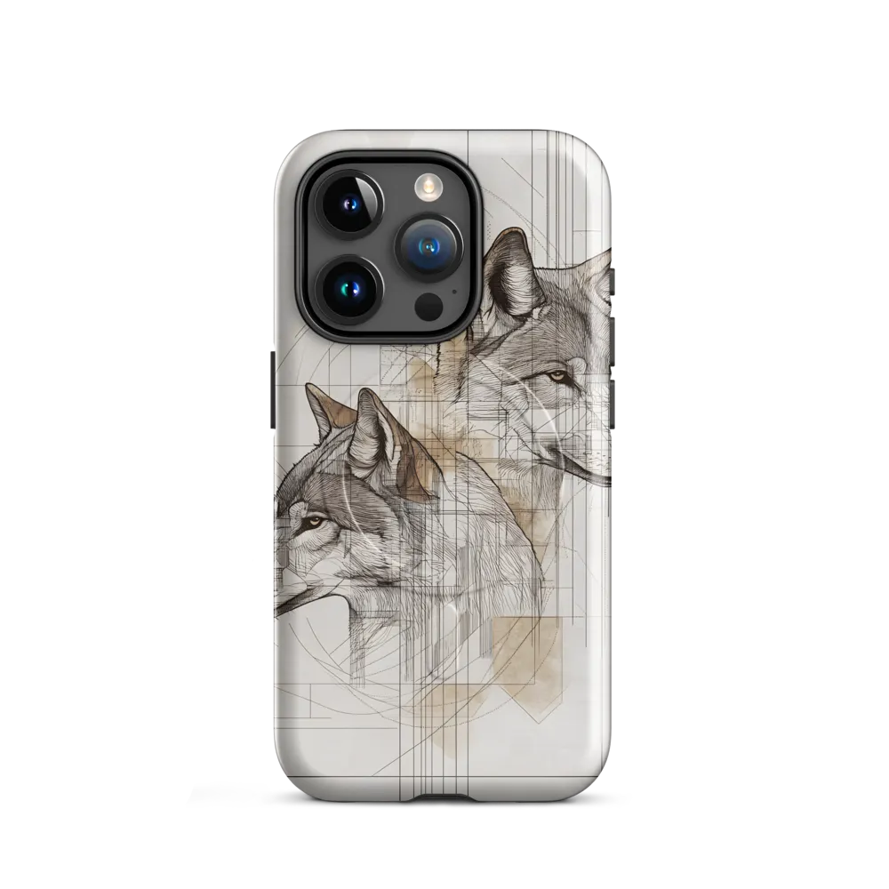 Geometric Harmony: The Essence of Wolves | Phone Case |  15 Pro | MagSafe® Tough Case | Glossy