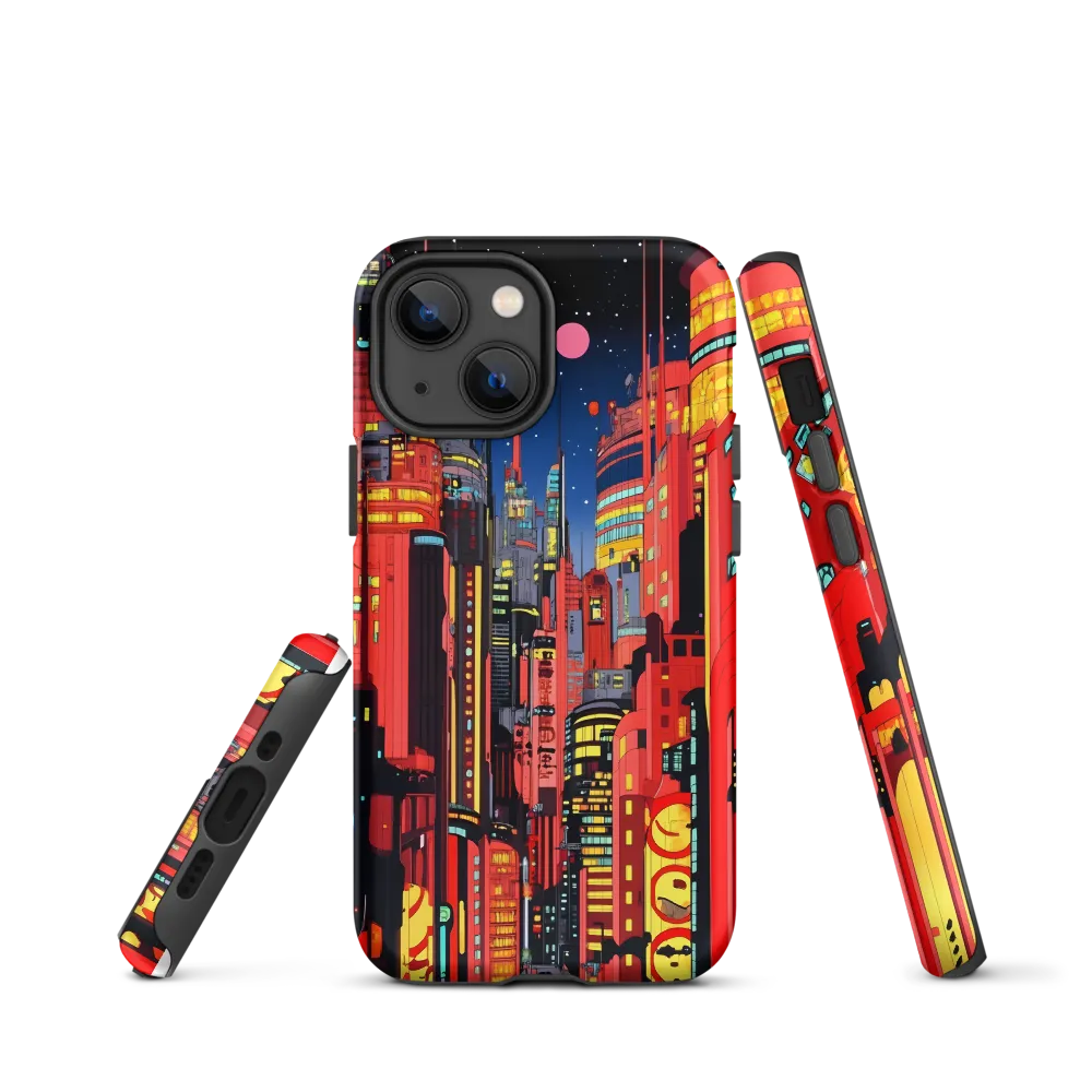 Neon Dreams: A Cyberpunk Cityscape | Phone Case |  13 mini | Tough Case | Matte